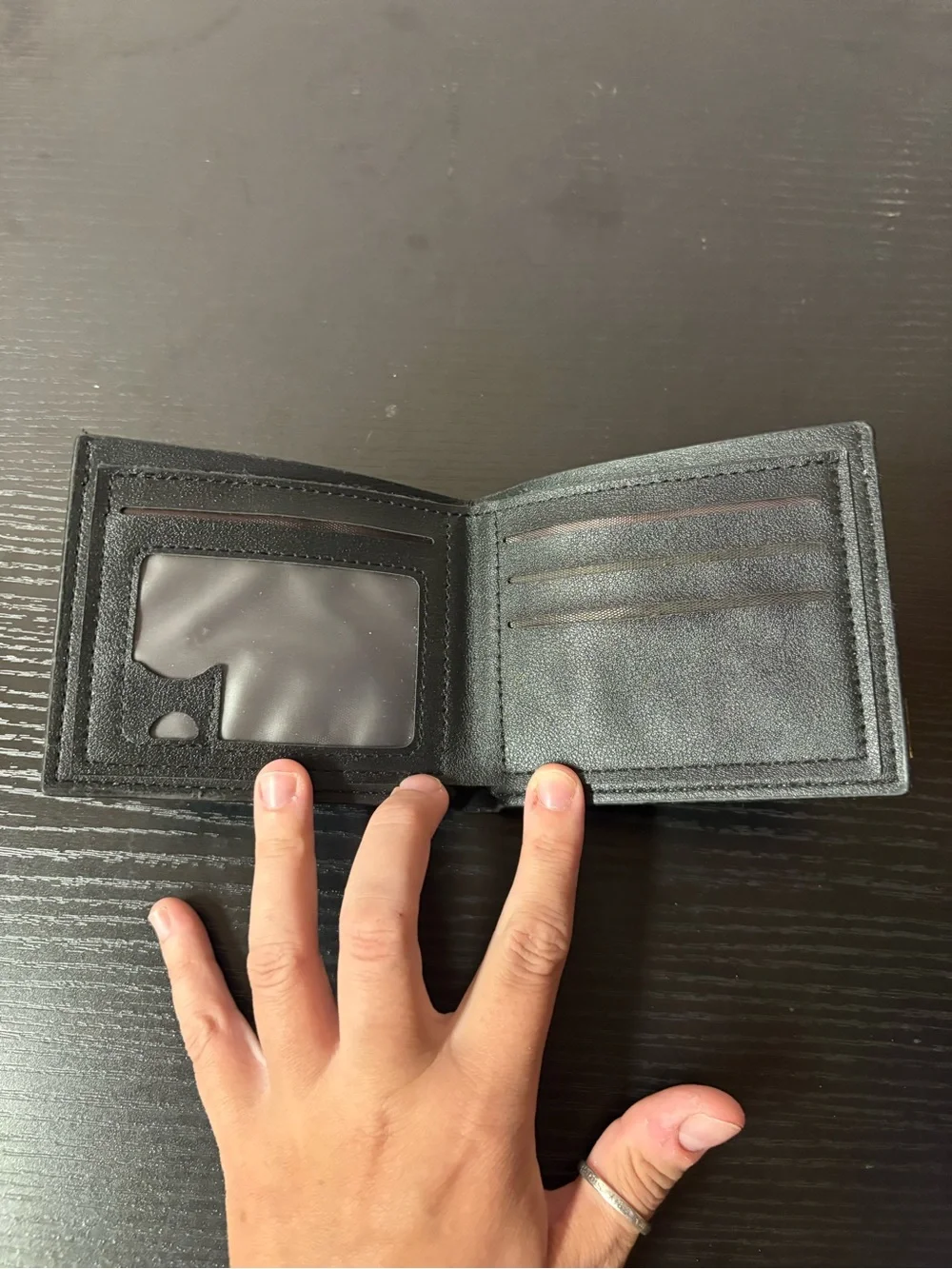 Jiangbaq Fashion Black Bifold Wallet ID Window Card Holder
